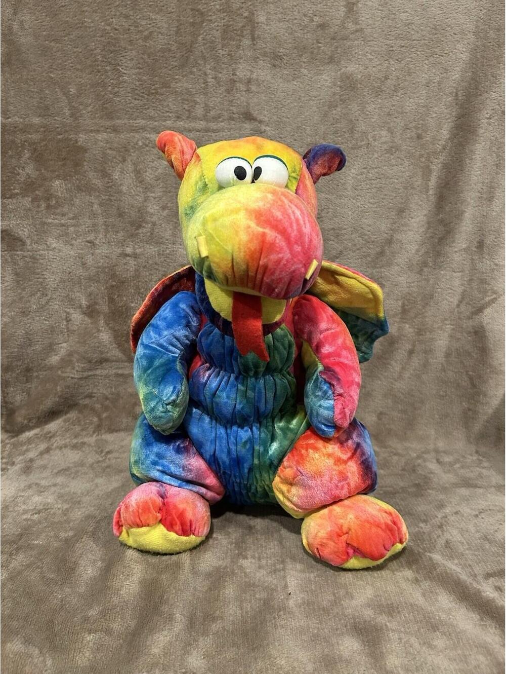 Rare Vintage 1992 CHOSUN Ensemble 14” Plush Tie Dye Dragon w/ Squeaker